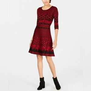 Taylor Elegant Red and Black Midi Dress